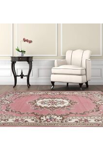 Abbie Pink Aubusson Floral Rugs