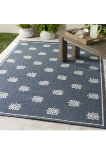 Ambient Navy Floral Outdoor Rug