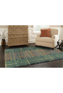 Aperto Green Tribal Pattern Rug