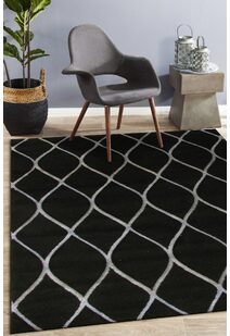 Bonnie Modern Black Trellis Rug