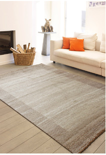 Bergamo Tan Modern Border Rug