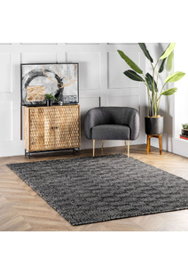Dhurrie Black Flatweave Wool Rug