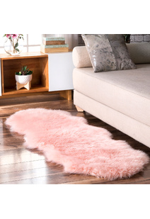 Fluffy Pink Fur Faux Sheepskin Rug