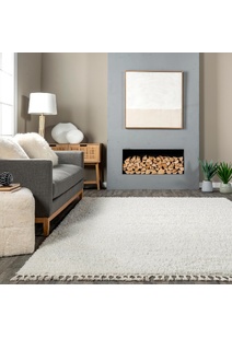 Joey Plain Cream Shaggy Rug