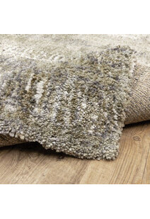 Kupa Beige Striped Shaggy Rug