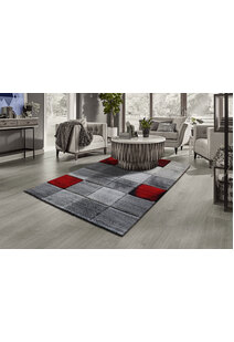 Lucia Red Square Pattern Rug