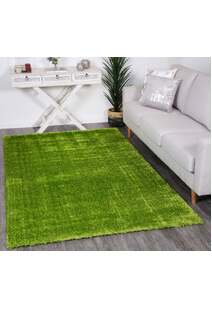 Palace Plain Green Shaggy Rug