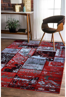 Paris Carved Red Patchwork Rug