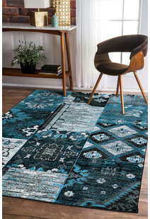 Paris Carved Blue Patchwork Rug