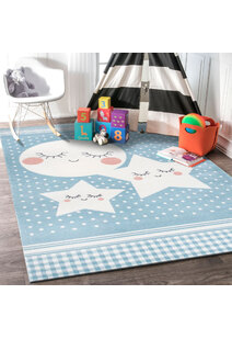 Poppy Moon & Stars Blue Kids Rug