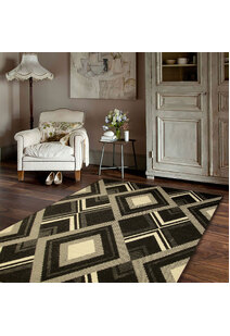 Storm Black Diamond Pattern Rug