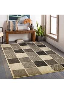Storm Ivory Square Pattern Rug