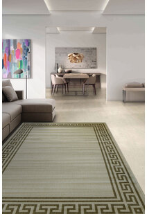 Soleil Beige Greek Key Border Rug