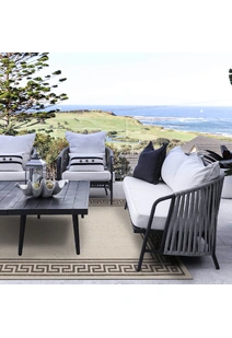 Soleil Ivory Greek Key Border Rug