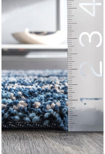 Symphony Blue Striped Shag Rug