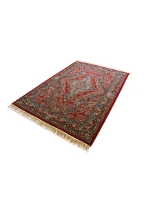 Tapis Red Traditional Fringed Rug