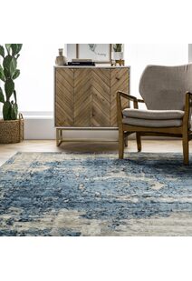 Una Blue Medallion Faded Rug
