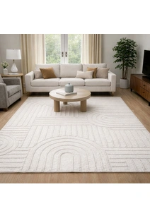 Viper White Modern Arch Rug