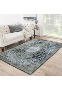 Valentino Black French Floral Rug