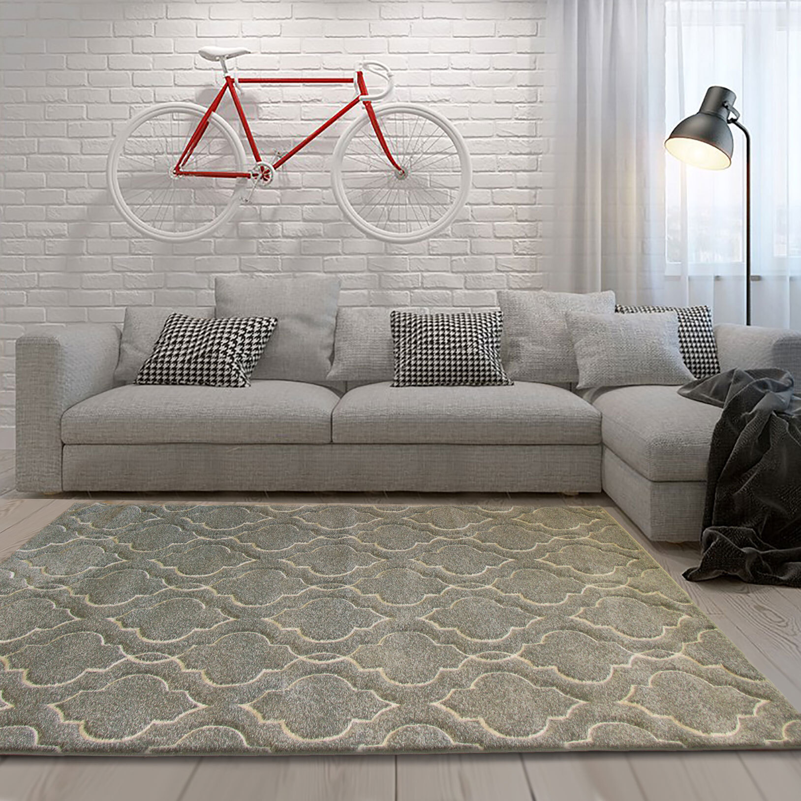 Bonnie Modern Grey Trellis Rug