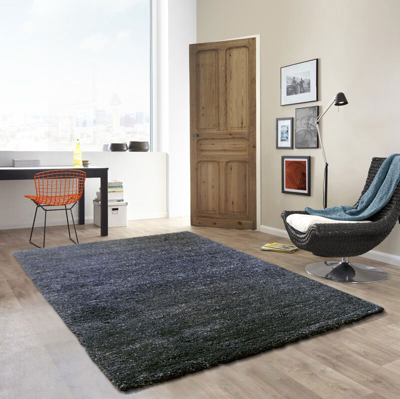 Large View Boston Plain Black Modern Rug