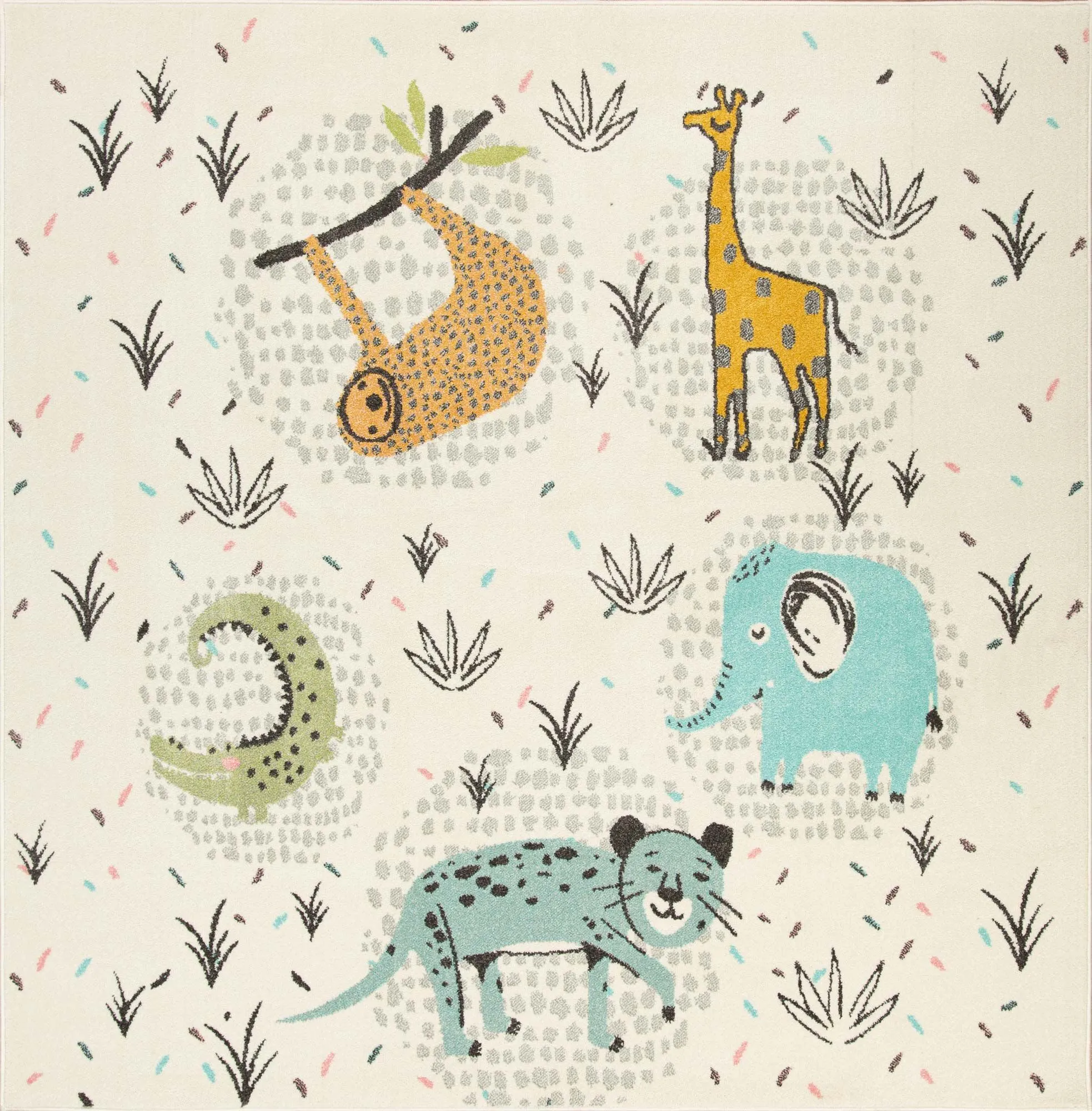Candy Safari Animals Kids Rug