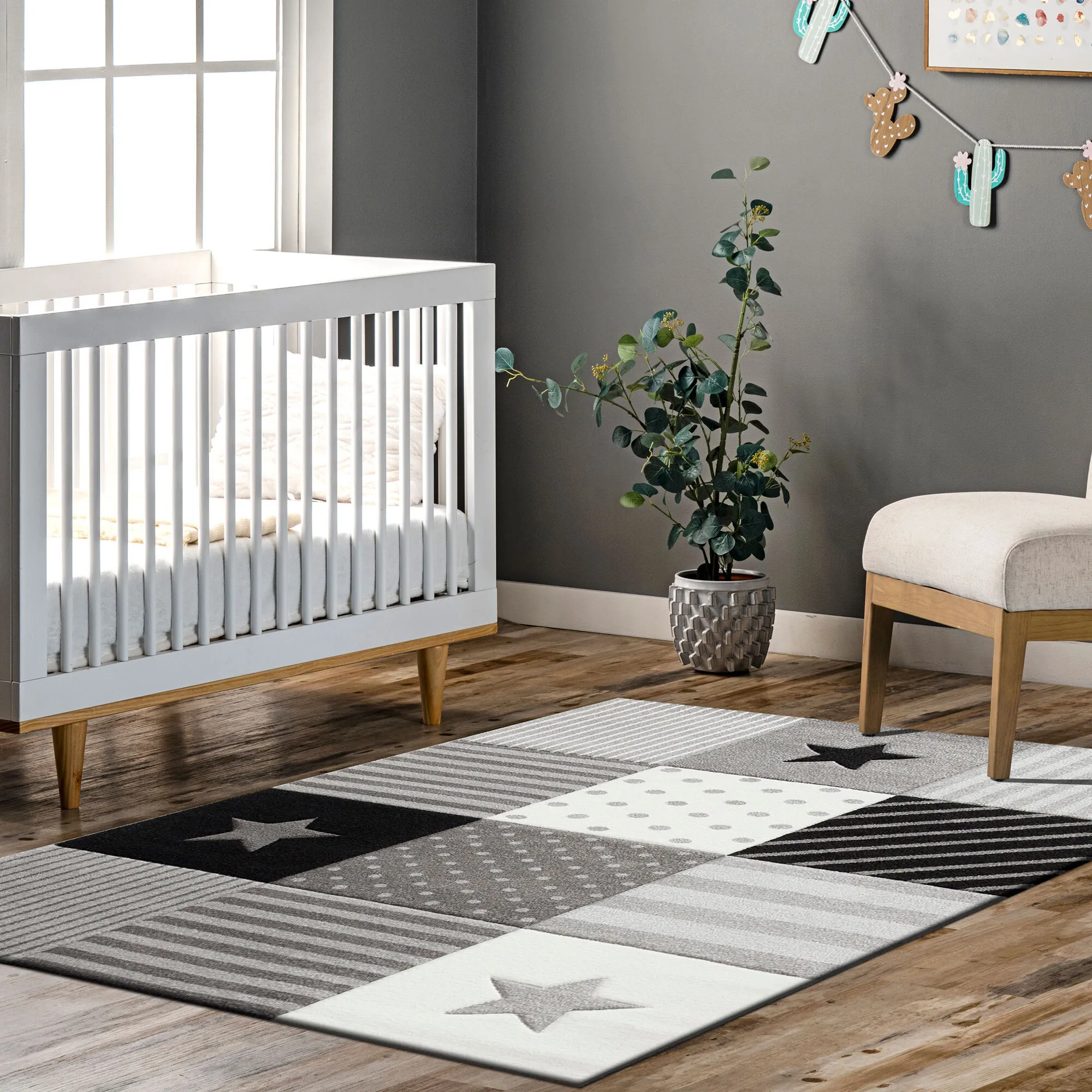 Charlie Square Pattern Kids Rug