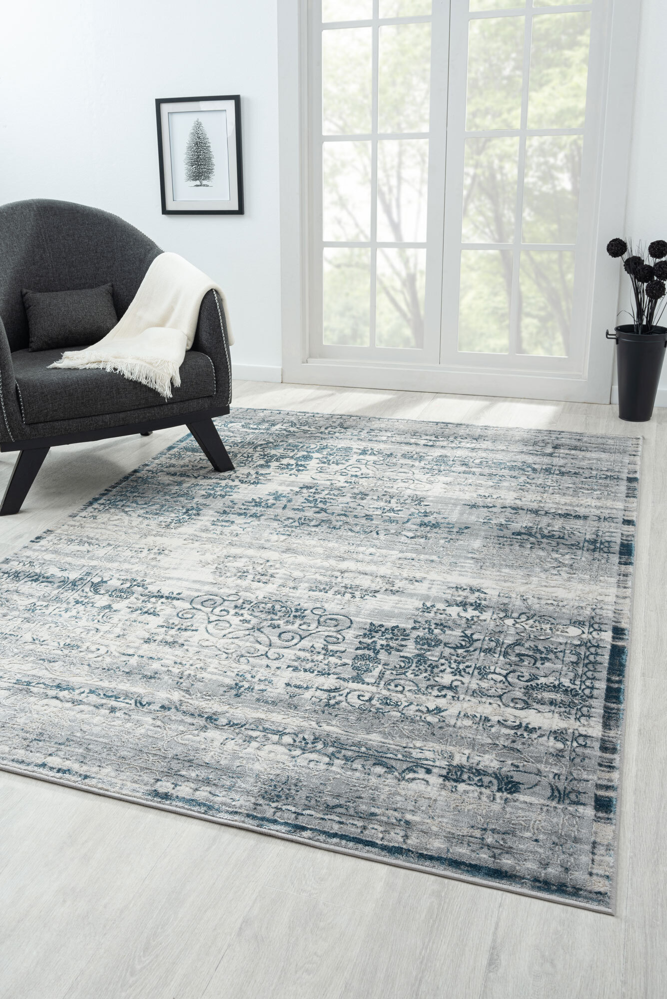 Large View Cindy Transitional Floral Rug