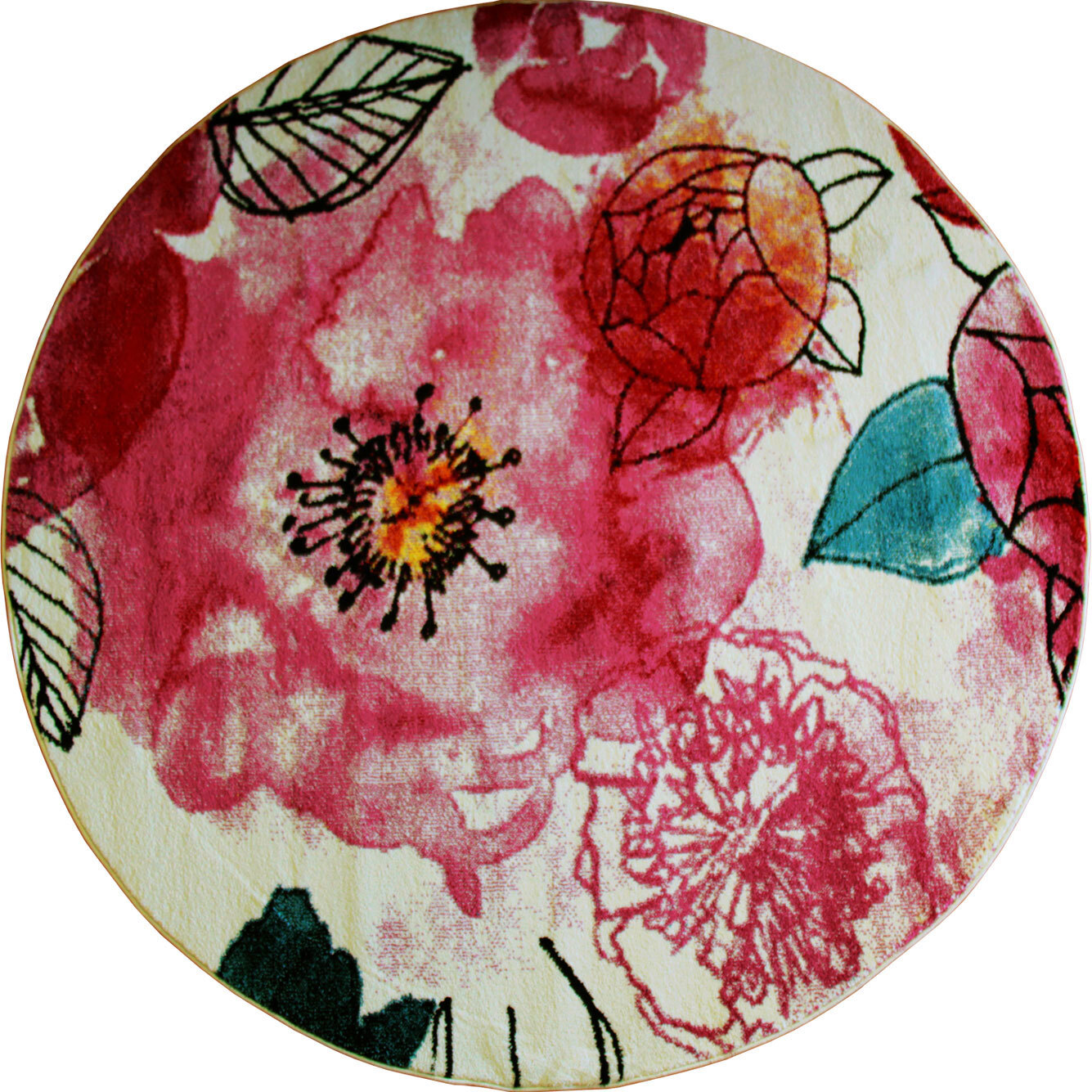 Large View Ellen Watercolor Floral Rug