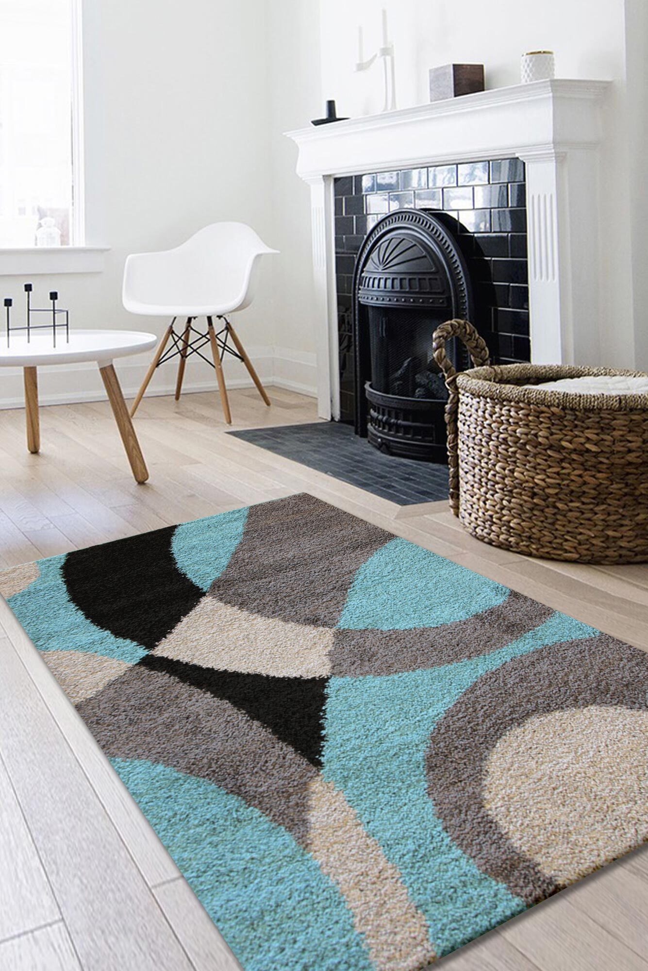 Large View Moss Modern Abstract Shag Rug