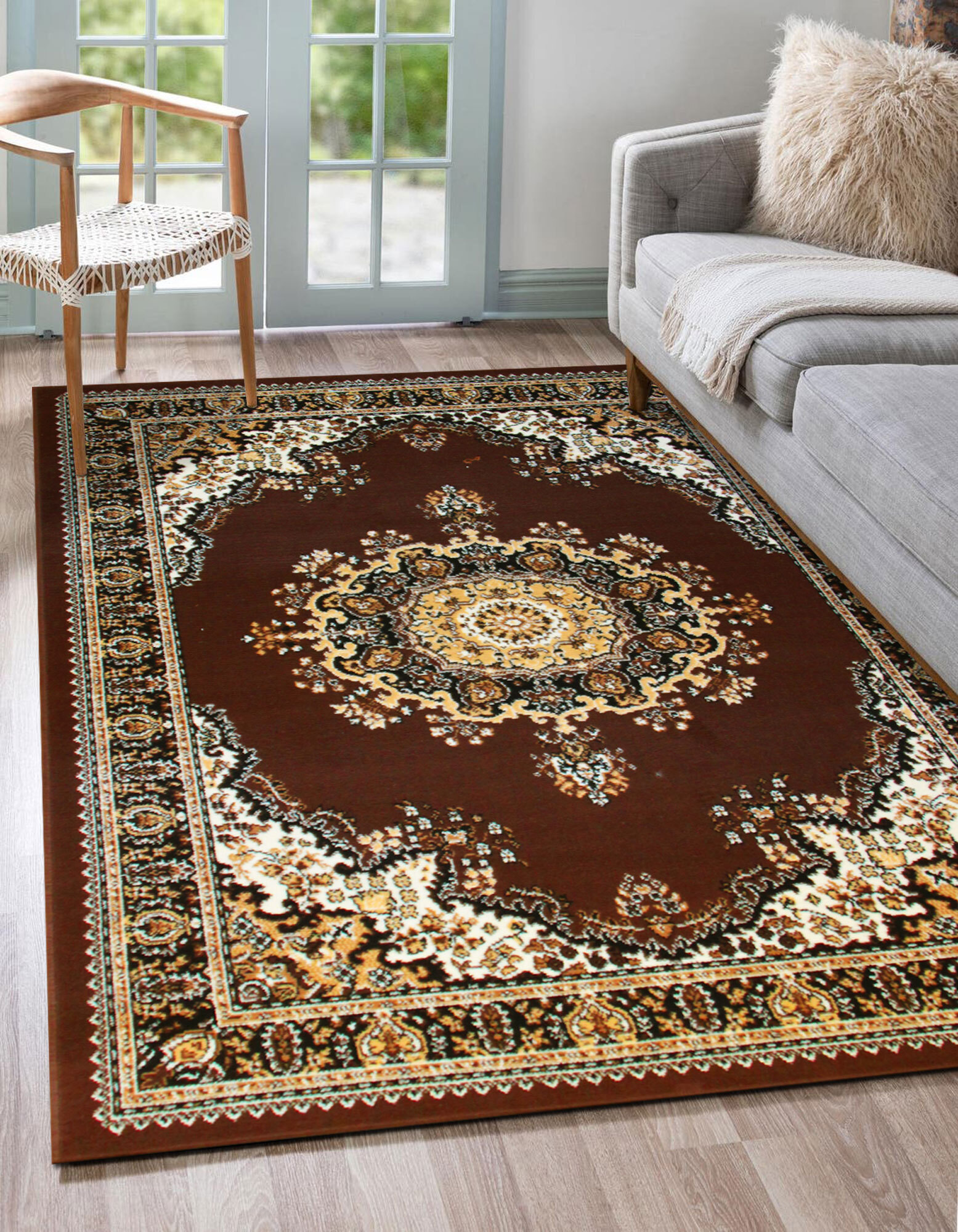 Large View Gil Classic Brown Medallion Rug