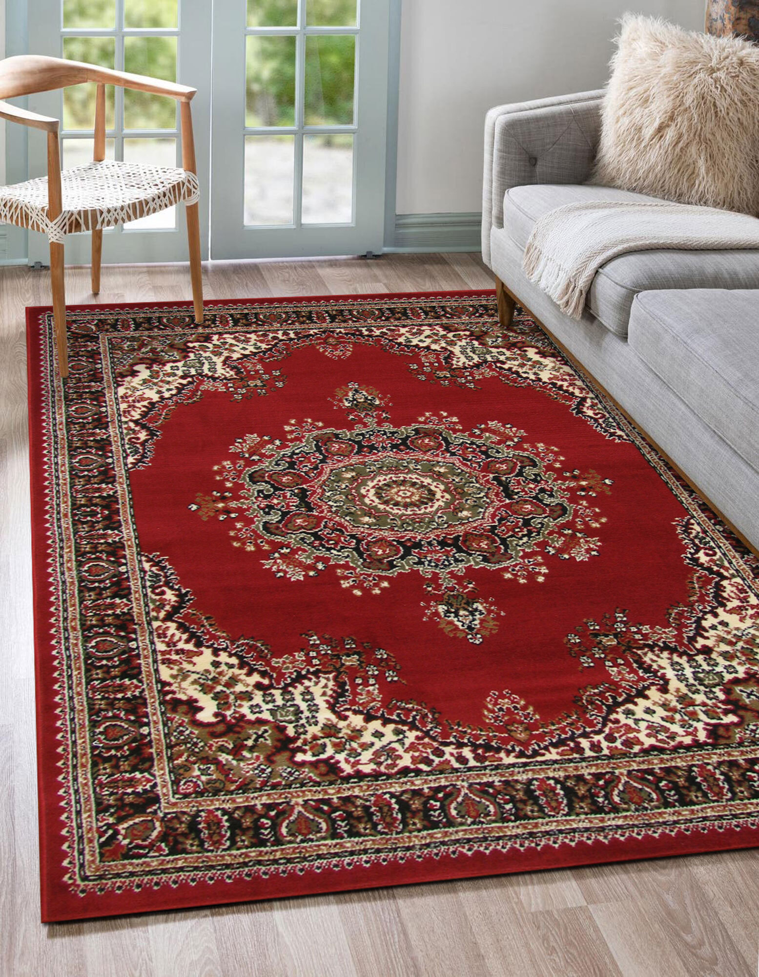 Large View Gil Red Traditional Medallion Rug