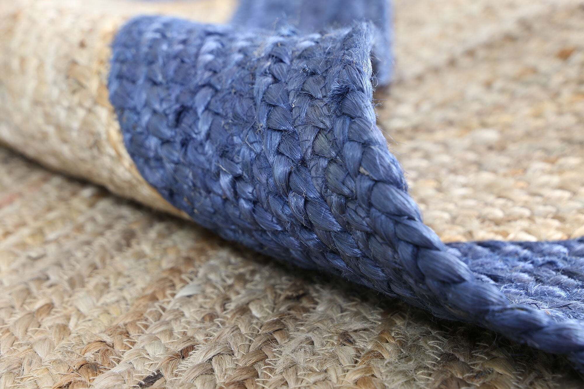 Large View Harrold Navy Border Jute Rug