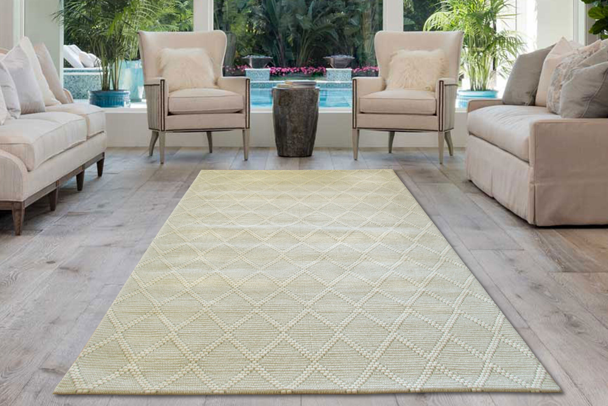 Large View Harper Diamond Pattern Wool Rug