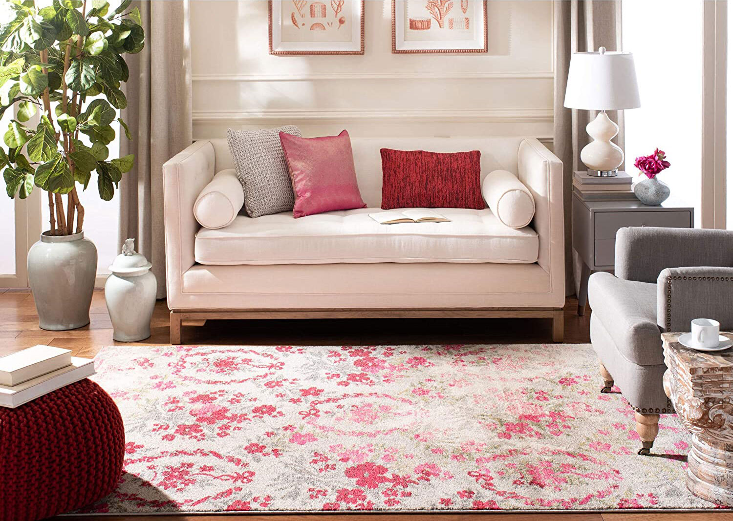 Large View Kara Contemporary Floral Rug