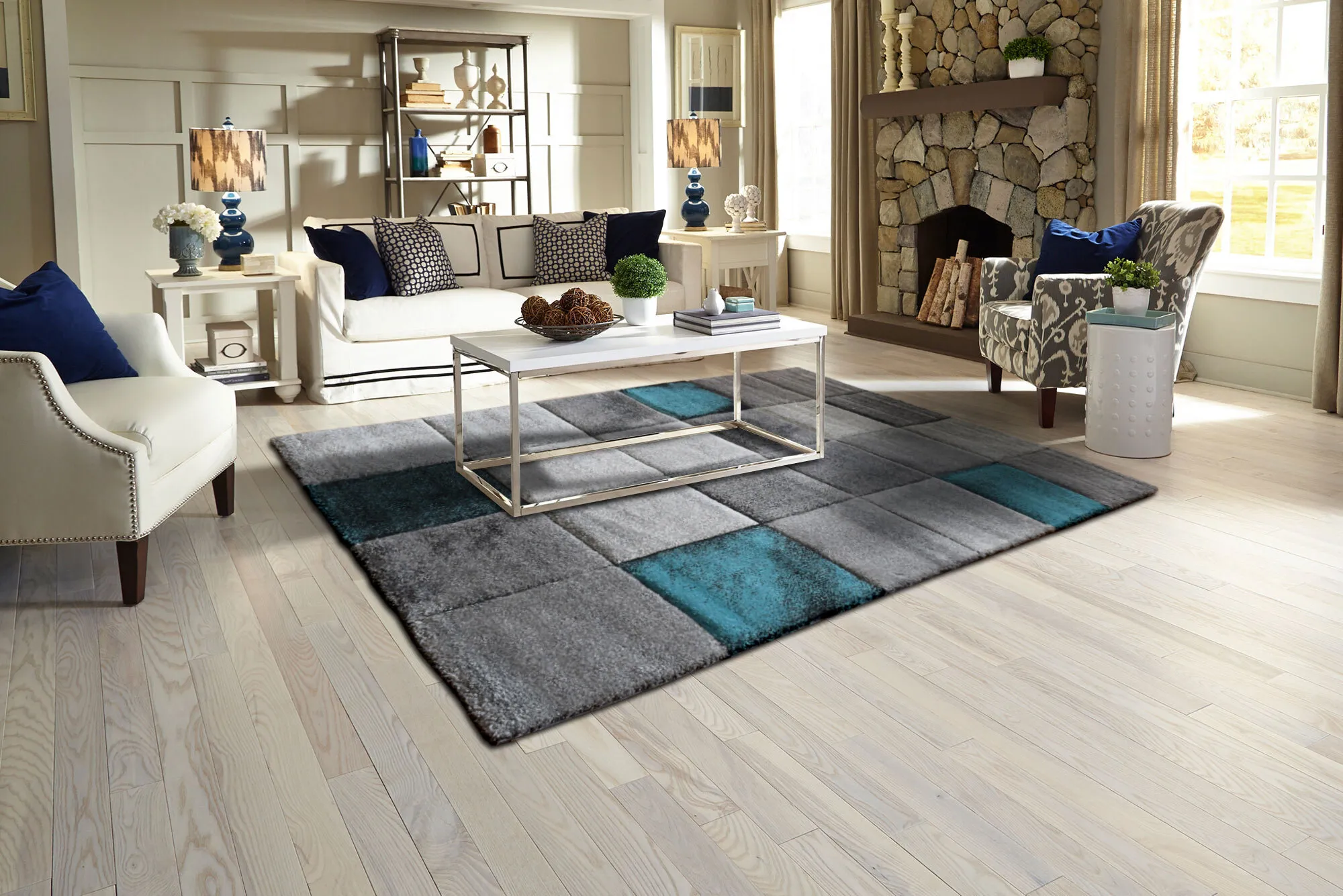 Large View Lucia Carved Square Pattern Rug