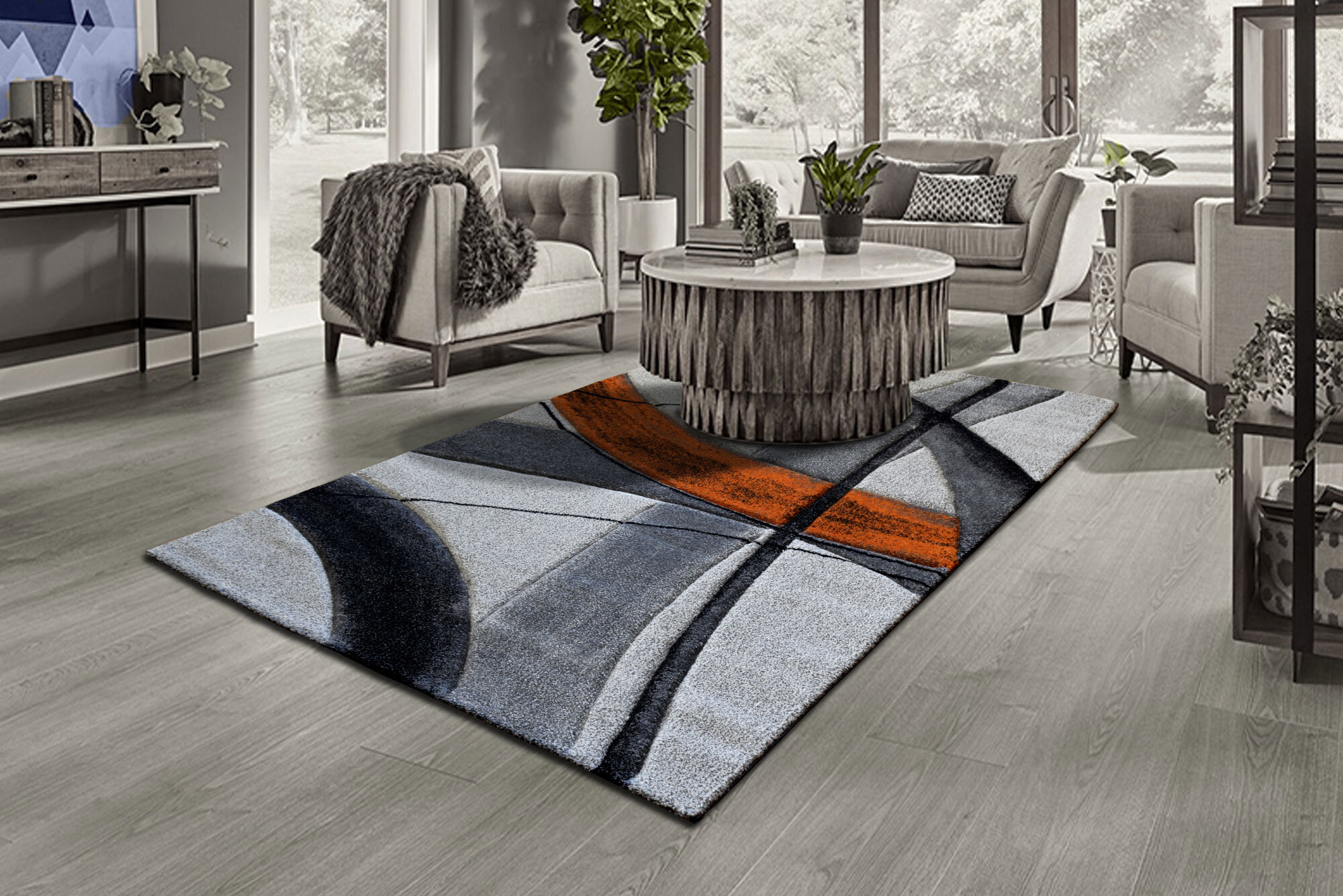 Large View Lucia Orange Modern Abstract Rug