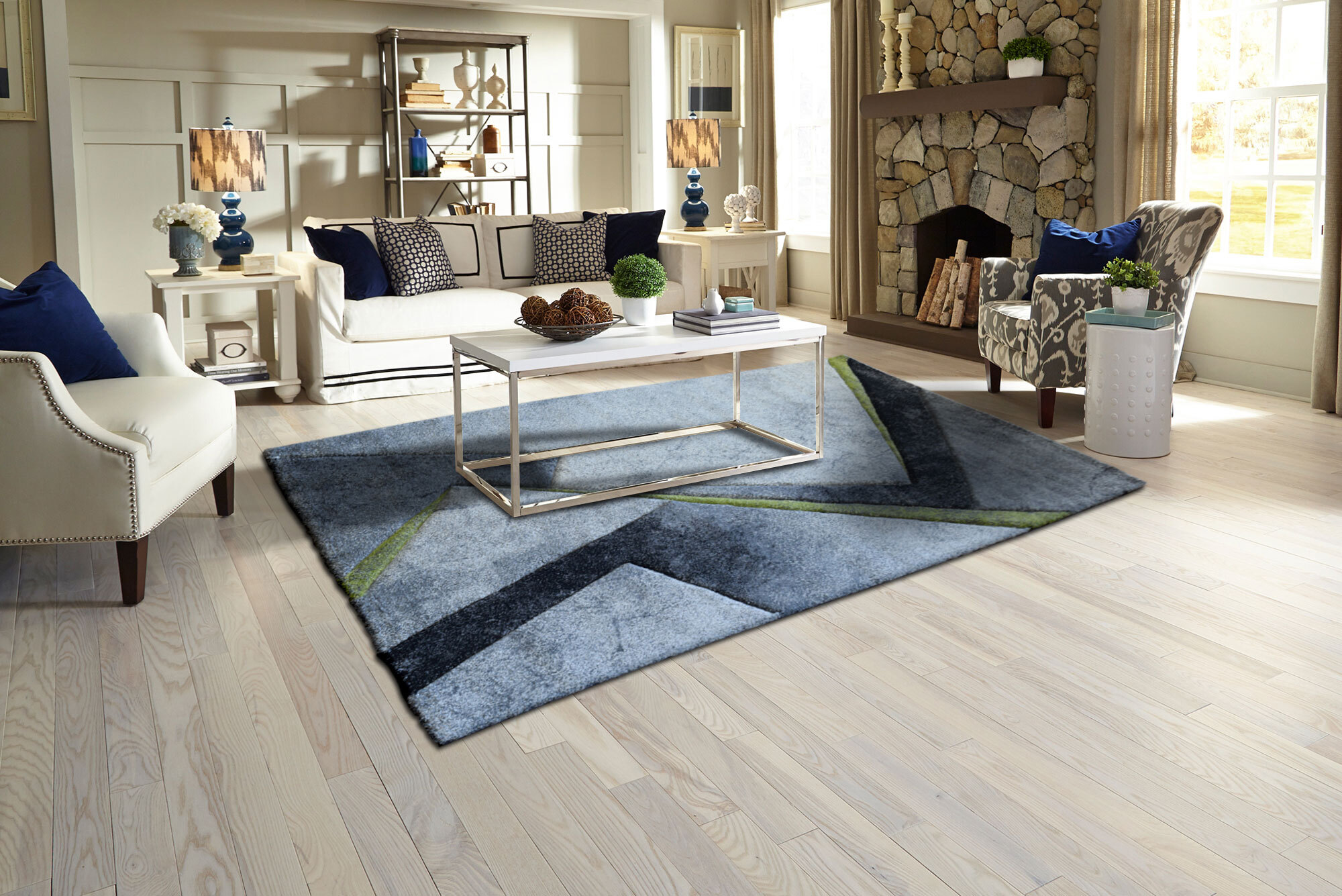 Lucia Green Modern Abstract Rug