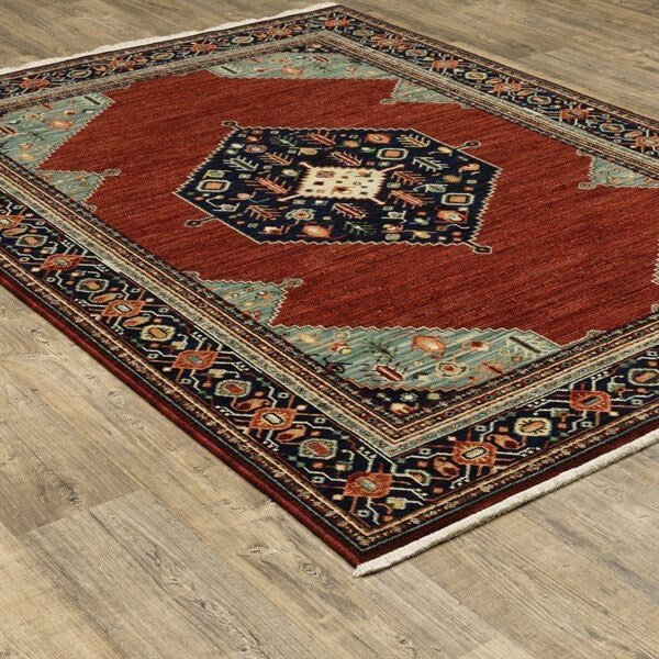 Large View Leah Medallion Fringed Wool Rug