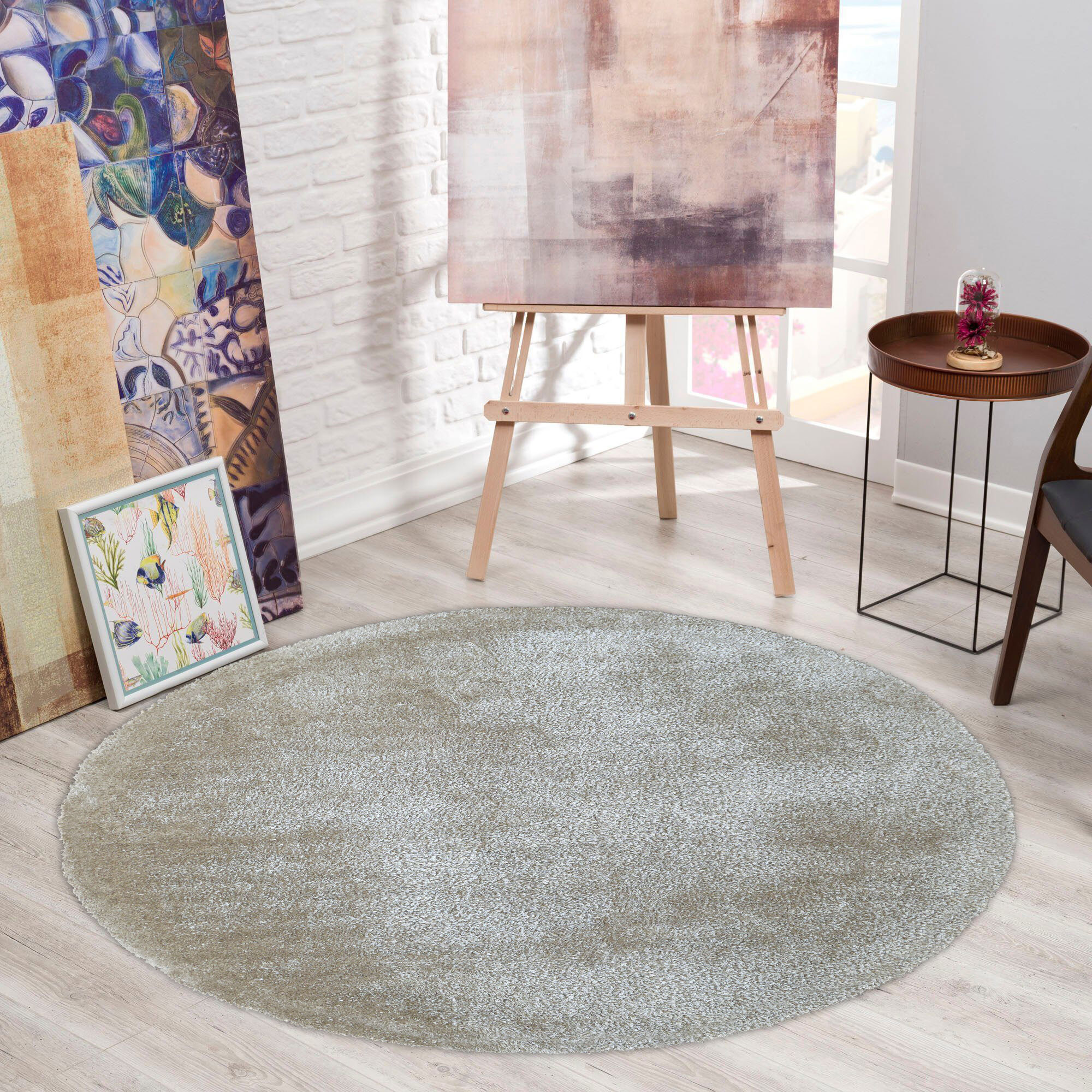 Large View Luxe Thick Plain Shaggy Rug