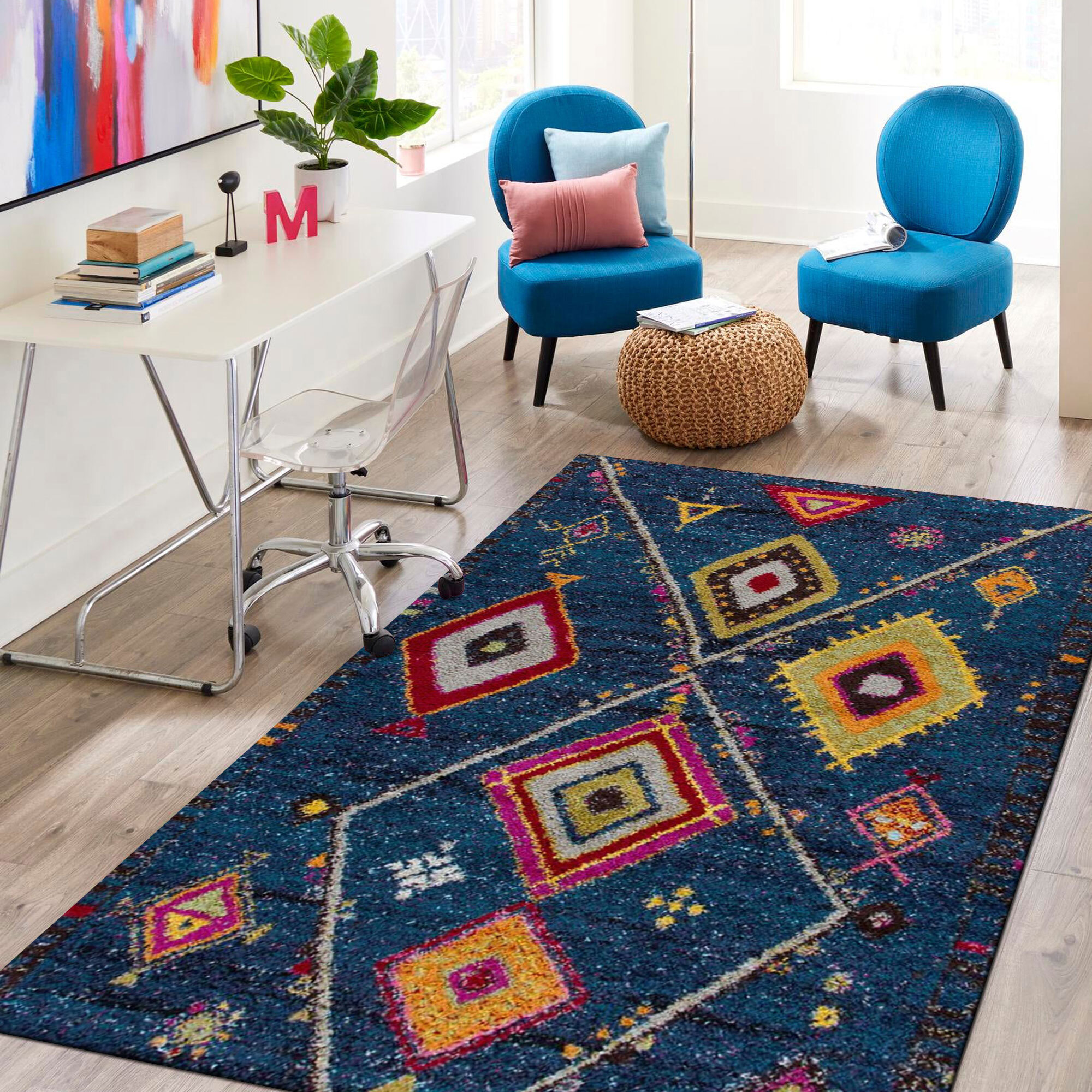 Large View Nordic Diamond Moroccan Rug