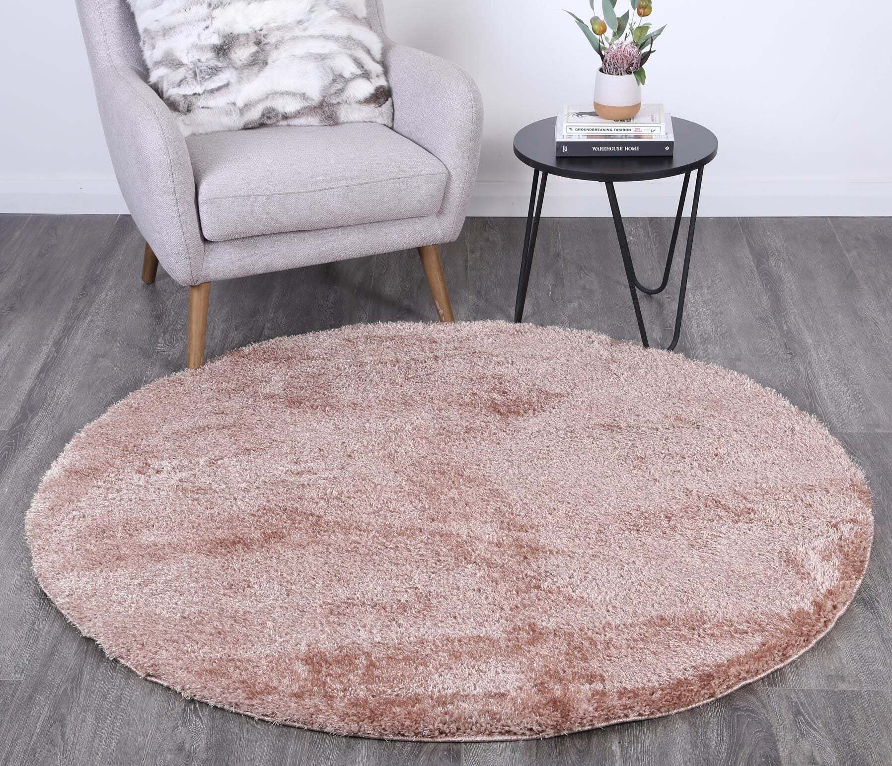 Large View Palace Plain Beige Shaggy Rug