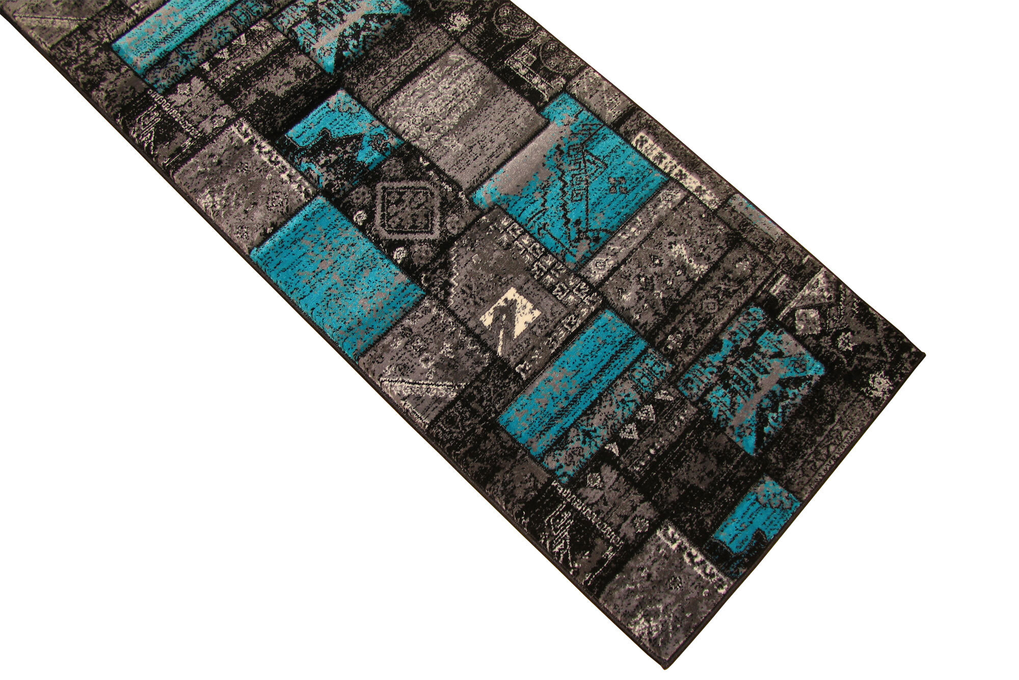 Large View Paris Turquoise Patchwork Rug