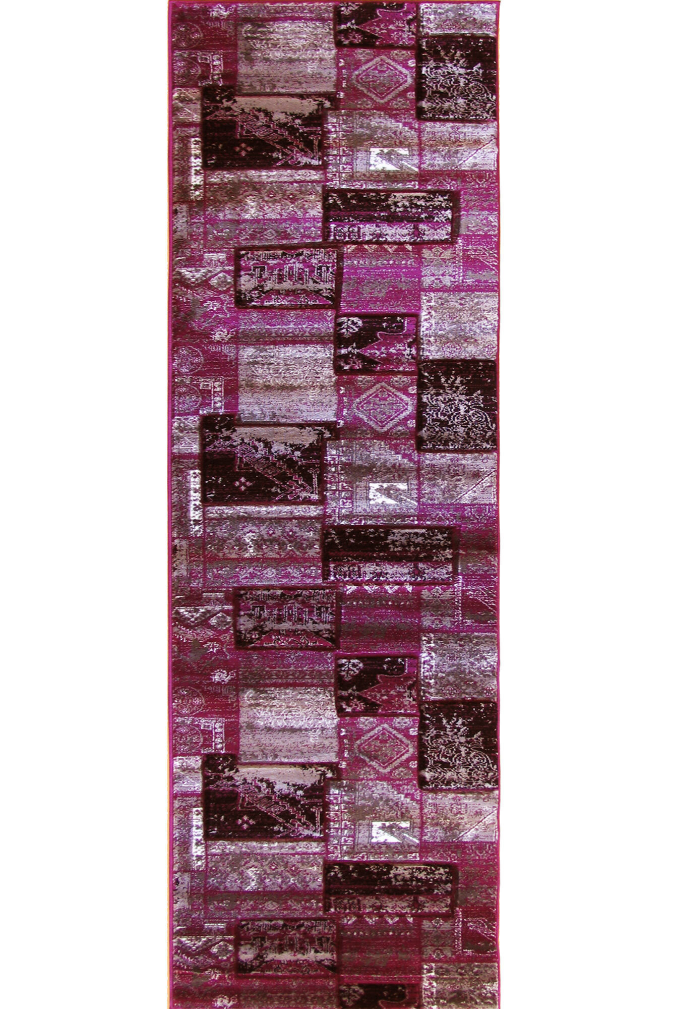 Large View Paris Carved Lilac Patchwork Rug