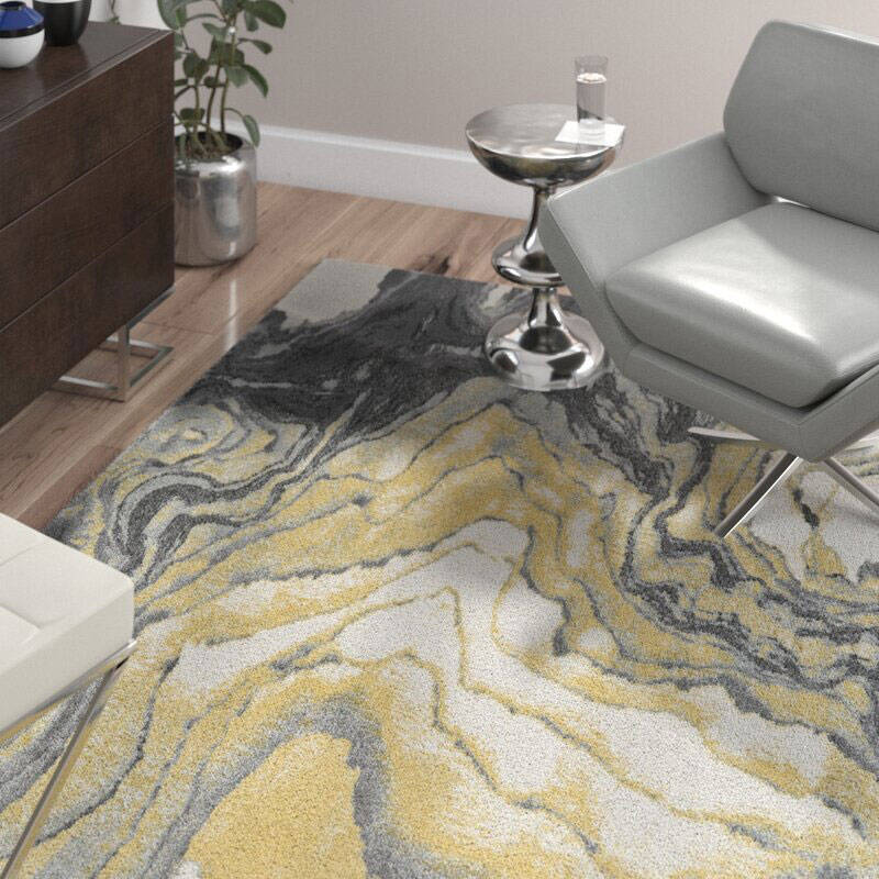 Large View Roma Yellow Modern Abstract Rug