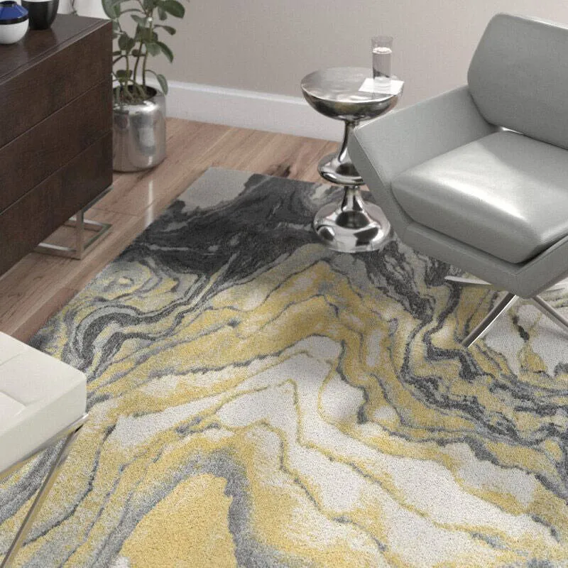 Large View Roma Yellow Modern Abstract Rug