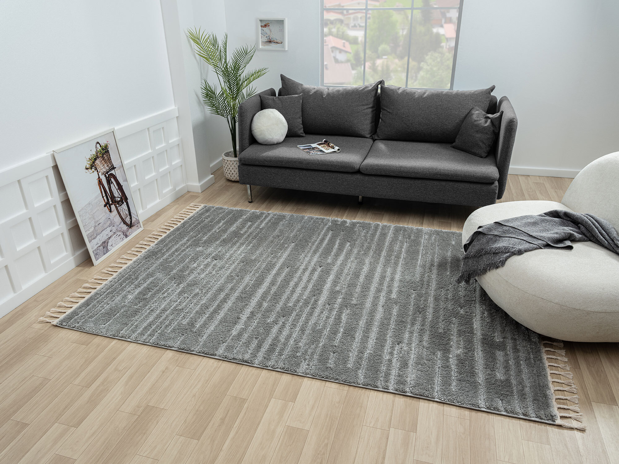 Serenade Grey Striped Rug