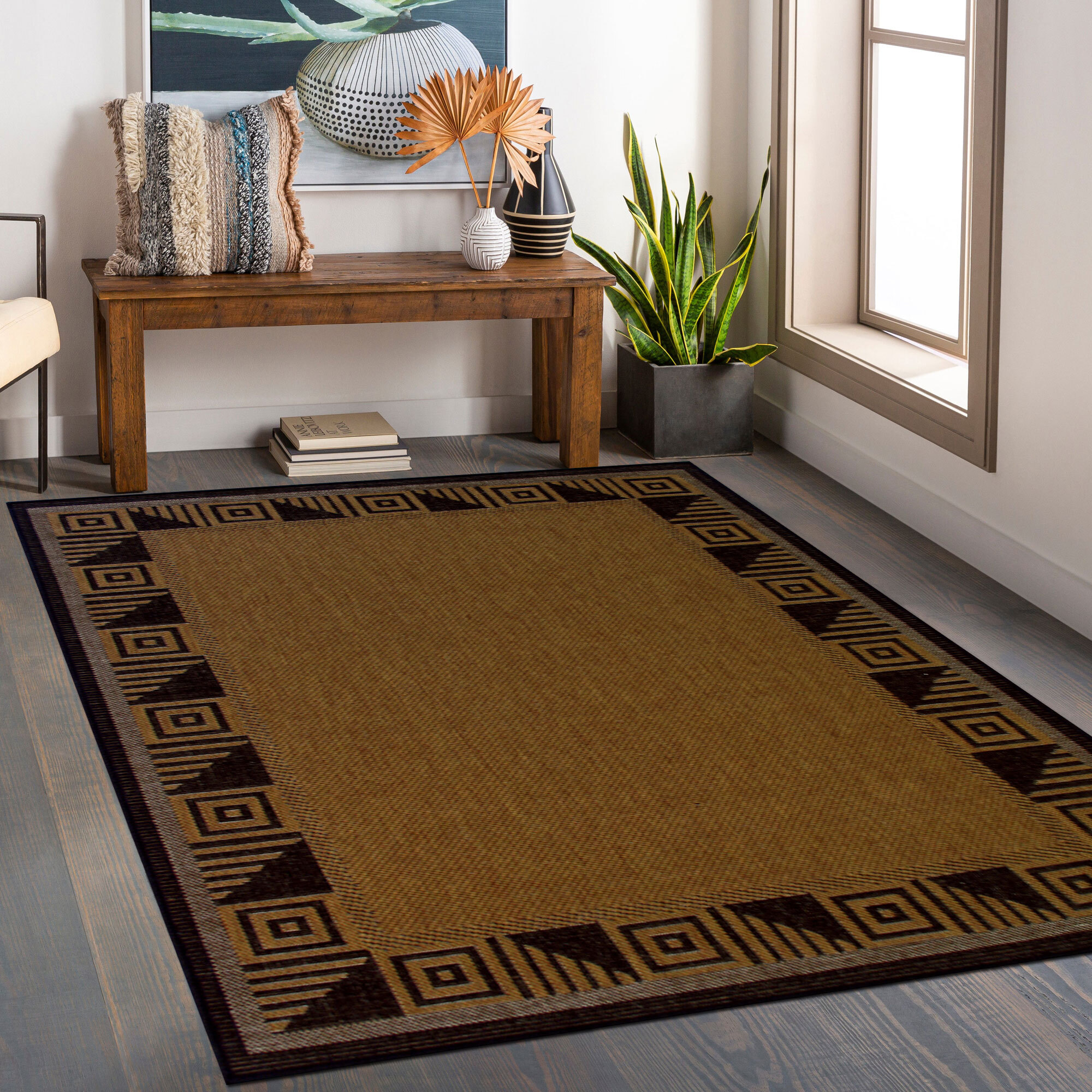 Large View Storm Indoor Outdoor Border Rug