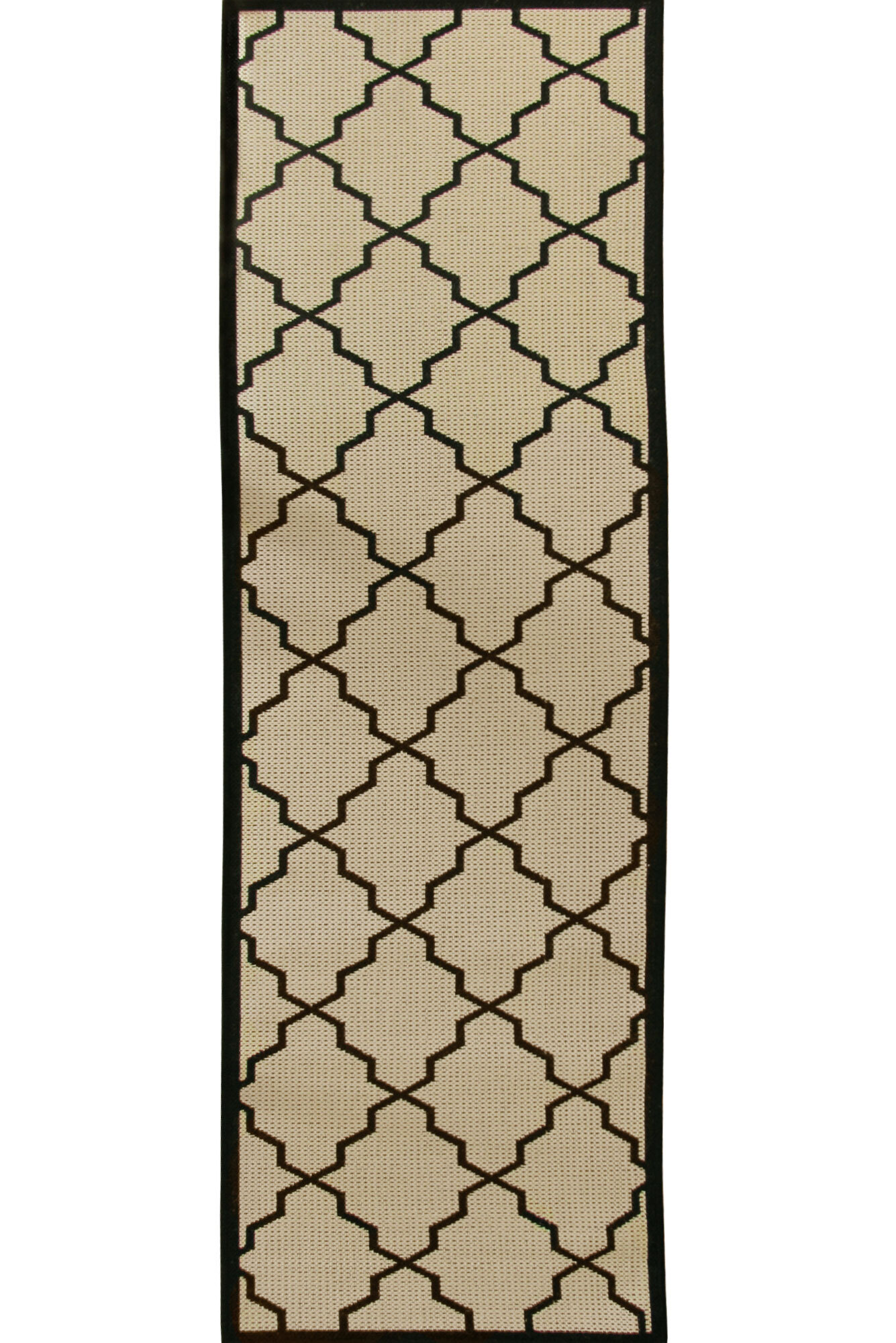 Large View Storm Ivory Trellis Flatweave Rug