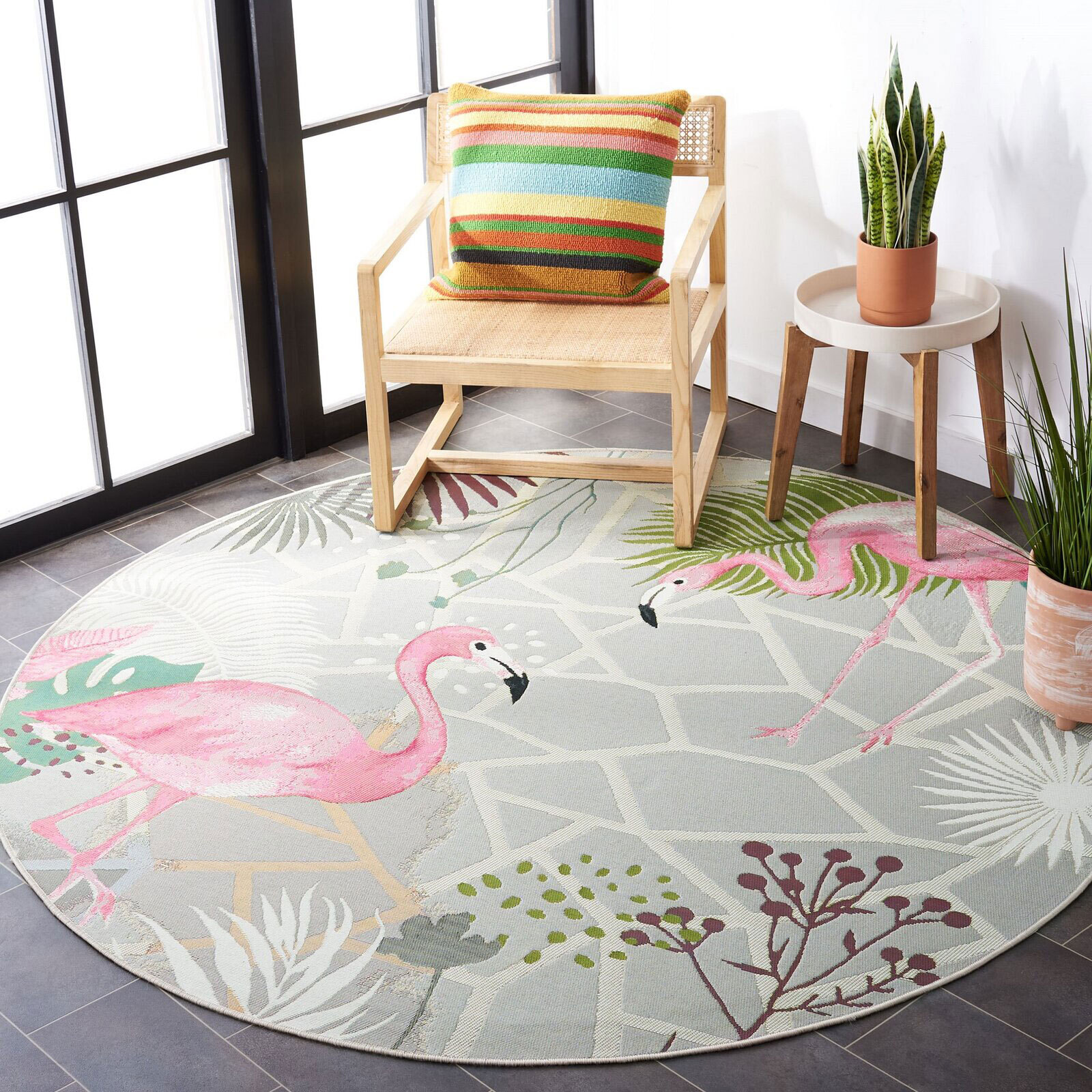Large View Sole Flamingo Tropical Picture Rug